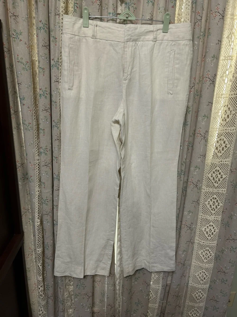 Banana Republic Linen Pants 12S Jackson Fit Cream Straight Leg 29” Inseam